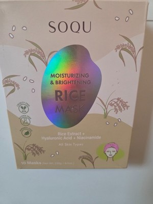 Moisturizing & Brightening Rice Mask, 10PK, W/ Hyaluronic Acid + Niacinamide