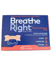 Breathe Right Extra Strength Tan Nasal Strips 72 Tan Strips New EXP 04/2030