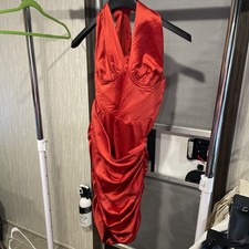 #716 fashion nova Red Satin Fine Dining Night Out Mini Dress XL