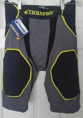 CHAMPRO Tri-Flex 5 Pad Integrated Football Girdle Sz XL Black/Gray Dri Gear