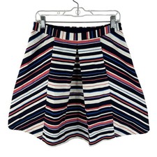 NEW Maeve Anthropologie A-Line Mini Skirt Striped Red White Blue Size Medium