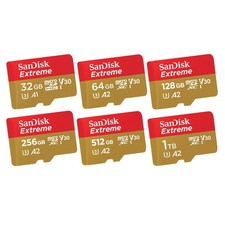 SanDisk Extreme MicroSD 32GB 64GB 128GB 256GB 512GB Memory Card SDHC SDXC By Lot