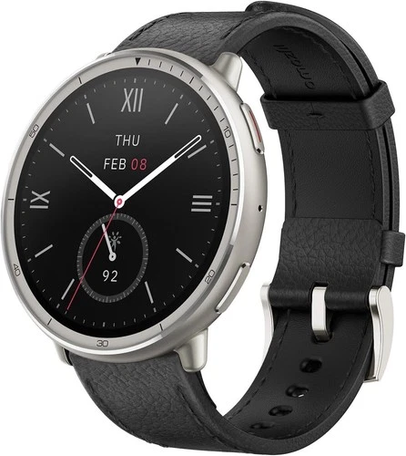 Amazfit Active 2 44mm AMOLED Fitness Smart Watch with Leather Band Black