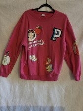 Women's Large Pink Disney 100 Princess Graphic Sweatshirt Snow White Crew Neck