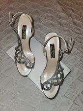 Stylish silver sandals, with upper rhinestones and leather straps