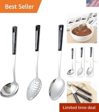 3-Piece,Stainless Steel Serving Spoons Set with Slotted Spoon, Serving Spoon ...
