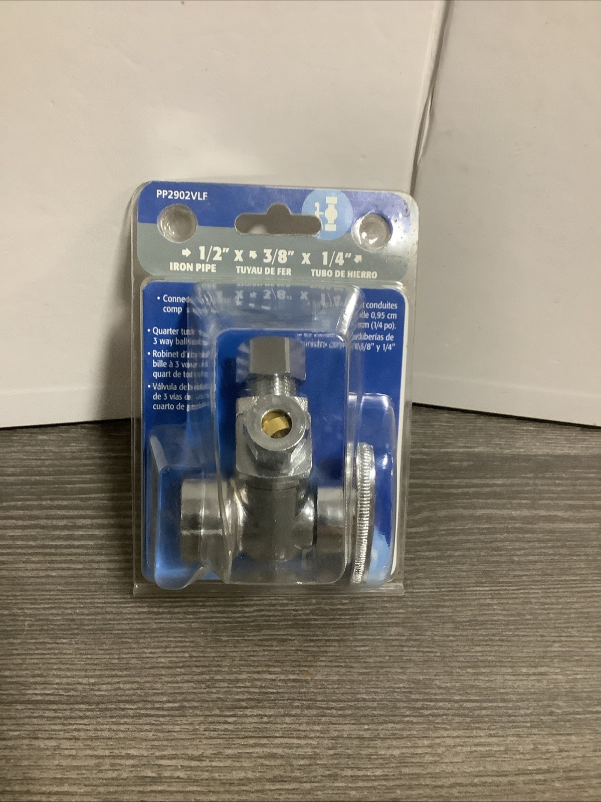 Plumb Pack PP2902VLF 3 WAY VALVE Quarter Turn Shut-Off 1/2 X 3/8 X 1/4 FIP NOS