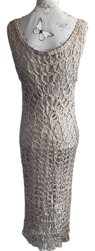 Beige Crochet uk 12 Gina Bacconi Sleeveless Dress with Bolero - #03 - Picture 6 of 14