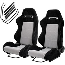 2 Pcs Universal Bucket Racing Seat Black White Houndstooth Car Seat Reclinable