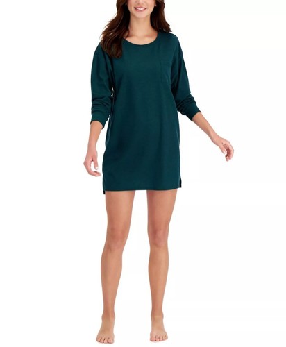 Jenni Intimates Women's Thermal Waffle-Knit Sleep Shirt, Green Small - Picture 6 of 6