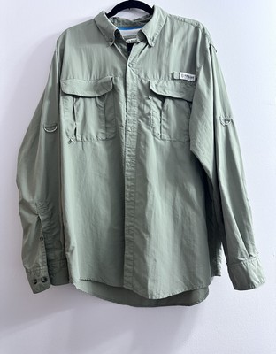 Magellan Sportswear Large Shirt, Green, Button Down, vented, roll tab sleeve