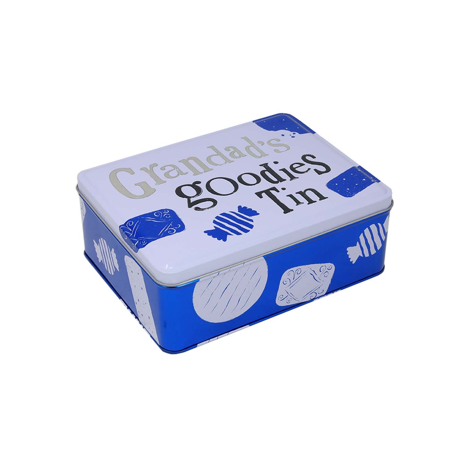 Grandads Canister Treats Goodies Tin Dry Food Airtight Storage Hinged Lid 21x7cm