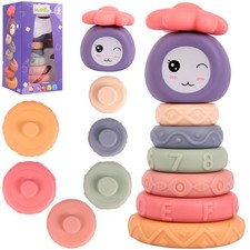 MalPlay Weiche Stapelturm Pyramide Sensory Tower mit 8 Elementen Stapelspielzeug