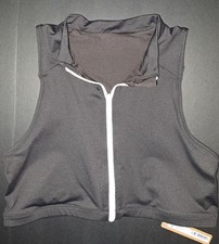   NWT SKIMS Sporty Zipper Swim Mock Neck Bikini Swimsuit Top Black ONYX M