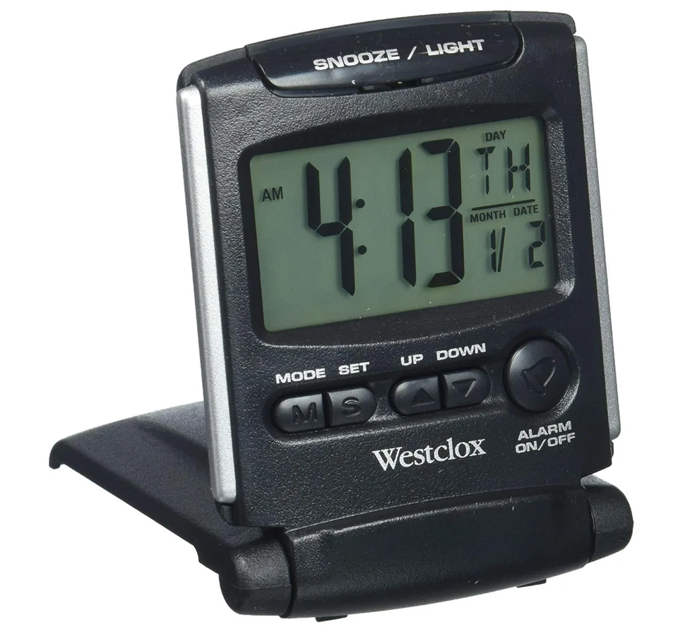 RELOJ DESPERTADOR DE VIAJE LCD CON PANTALLA DELGADA NEGRO. Reloj despertador digital de viaje Foto 3 de 4