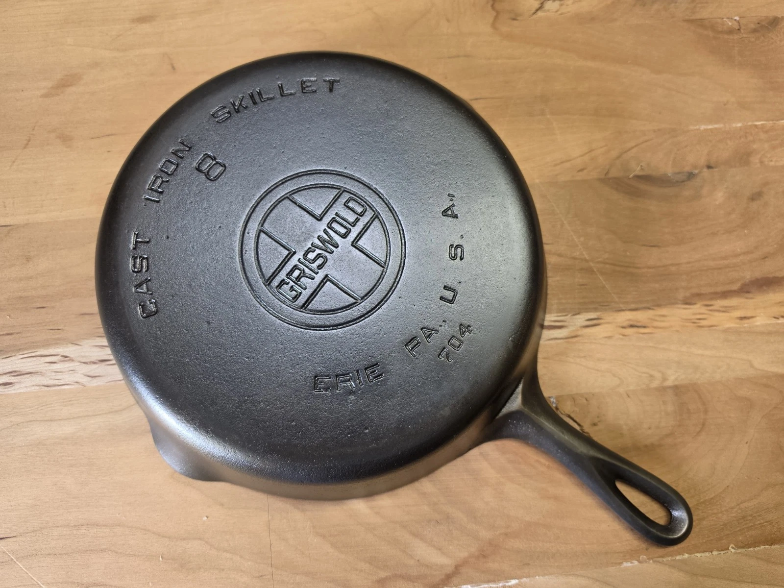 Griswold Cast Iron Skillet #8 Large Block Logo Erie PA 704 Fully Restored!!
