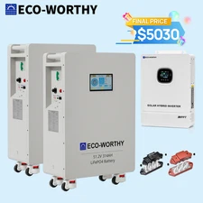 ECO-WORTHY Home Backup Power 28KWh 48V 314Ah Battery+10kW 48V Off-grid Inverter