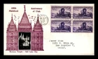 US COVER UTAH CENTENNIAL FDC SCOTT 950 BLOCK OF 4 CROSBY PHOTO CACHET