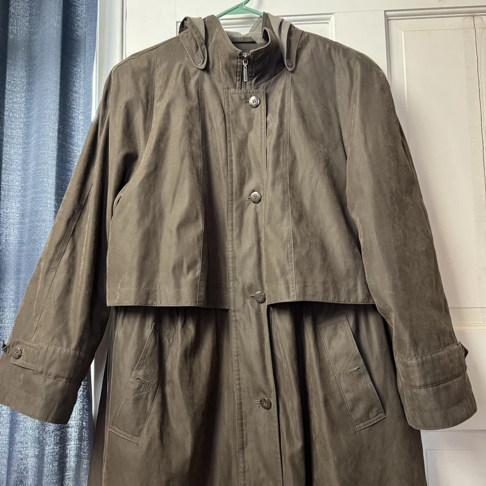 Fleet Street Trench Coat Womens 18 Brown Hooded Maxi Rain Duster Jacket Western - Image 3 of 4