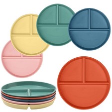 Portion Control Plate 9Inch 5PS Round Divided Plates for Kids Adults 3 Compa...