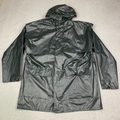 Vintage Helly Hansen PVC Raincoat Jacket & Pants Mens Large / Medium Green
