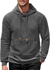 Mens Hoodies Sweatshirts Long Sleeve Waffle Knit Pullover Hoodie with Pocket