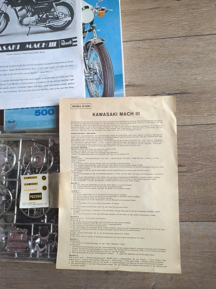 Revell 1:8 Kawasaki 500 Mach III von 1970 Rarität H-1228 ungebaut - Bild 4 von 4
