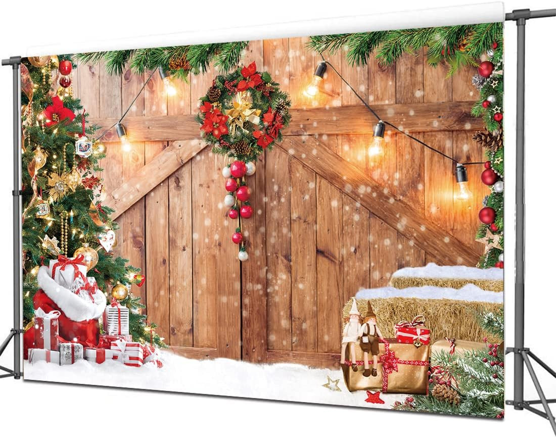 7x5ft Christmas Barn Wood Photography Backdrop for Holiday Celebrations