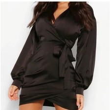 New With Tags Boohoo satin mini dress Black Women's Size 8