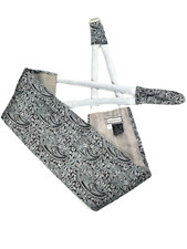 Vintage 80s Gianni Versace Smokey Silver Paisley Silk Lined Cummerbund Italy Sm