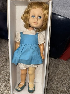 Vtg 1960s Mattel Chatty Cathy Doll In Original Blue Dress Shoes For Repair  Parts
