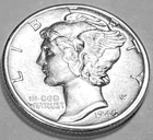 1945 D MERCURY DIME GEM BU No Reserve  *J1916