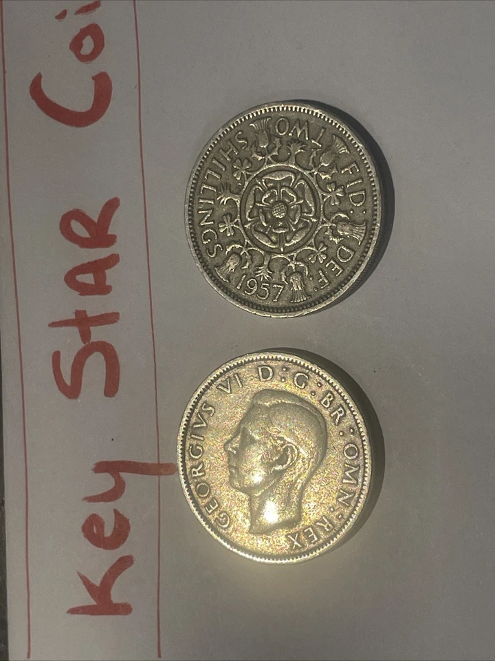 1950s Great Britain 🇬🇧 Florin Coin 🪙 - 2 Two Shillings. Various Years - Image 2 of 2