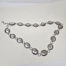 VINTAGE SOUTHWESTERN HAND STAMPED CONCHO CHAIN LINK BELT STERLING SILVER 37  