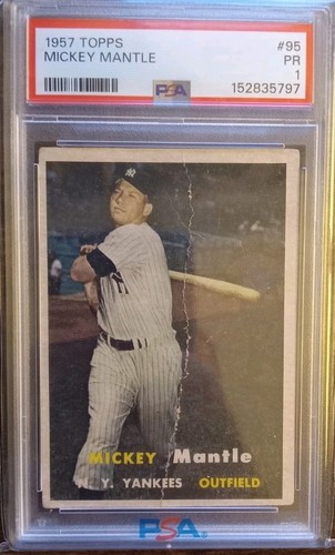 1957 Topps Baseball #95 Mickey Mantle PSA 1