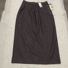 Vintage Woolrich Skirt 4 Black Red 80s Wool Blend Midi NOS NEW