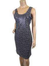 Express Sequin Animal Print Dress Size M Low Back Sleeveless Dark Gray 