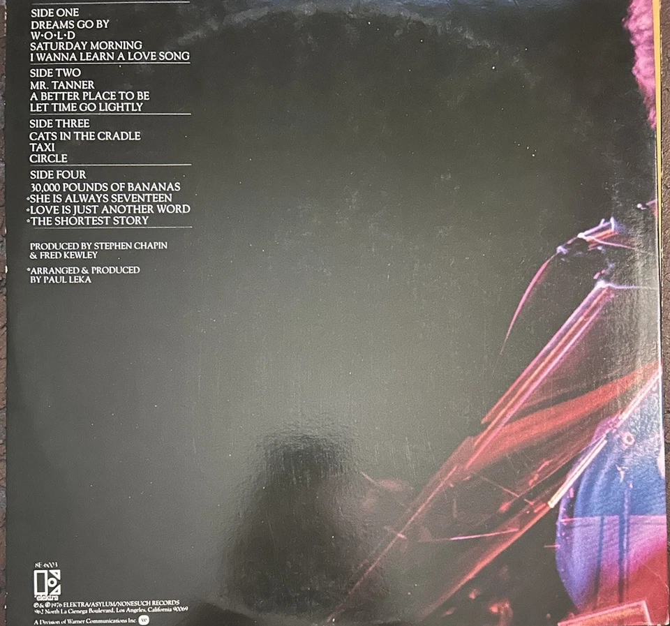 Harry Chapin 3 Lp Lot Heads And Tales Greatest Stories Live Portrait Gallery- NM - Image 3 of 4