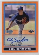 2009 Bowman Chrome Prospects Orange Refractor 9/25 Cody Scarpetta Auto 2g0