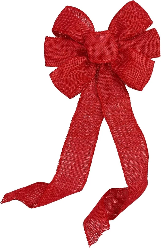Pre-Tied Rustic Jute Bow - 10" Wide, 18" Long - Perfect for Holiday Decor - Image 3 of 4