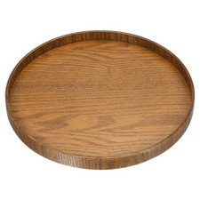 11" Wood Serving Tray Decorative Platter Home Round Brown , 1Pcs