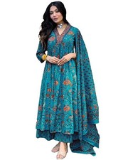 Women's Rayon Viscose Anarkali Printed Kurta with Palazzo  Dupatta