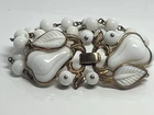Vintage signed Trifari ALFRED PHILIPPE White Milk Glass Pear Bracelet 1950’s