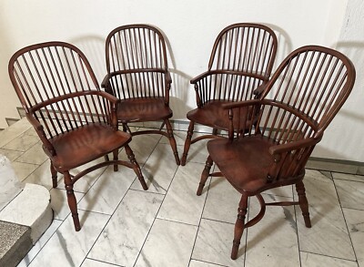 A Set 4 Windsor Armchair Elm wood, Armlehn-Stuhl, Rüster, England 19.Jhdt.