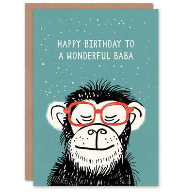 Happy Birthday Wonderful Baba Schimpanse Nerd Affe nicht binär geschlechtsneutral Karte