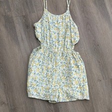 Abercrombie Kids Girl  s Green Floral Romper in Size 7Y/8Y