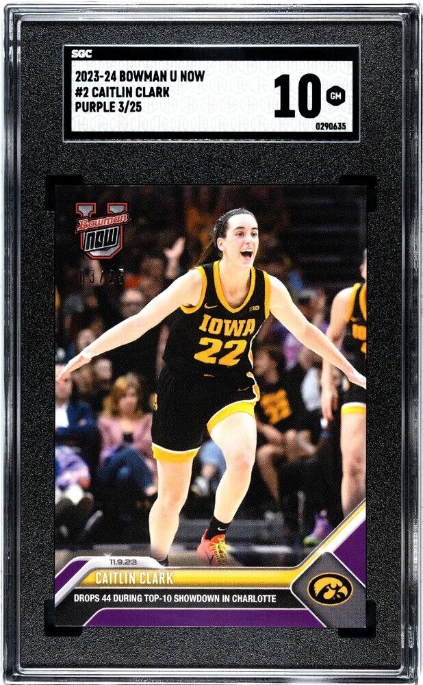 2023 Bowman U Now 2 Caitlin Clark SGC 10 GEM MINT RC Purple 2023 Bowman U Now 2 Caitlin Clark SGC 10 GEM MINT RC Purple