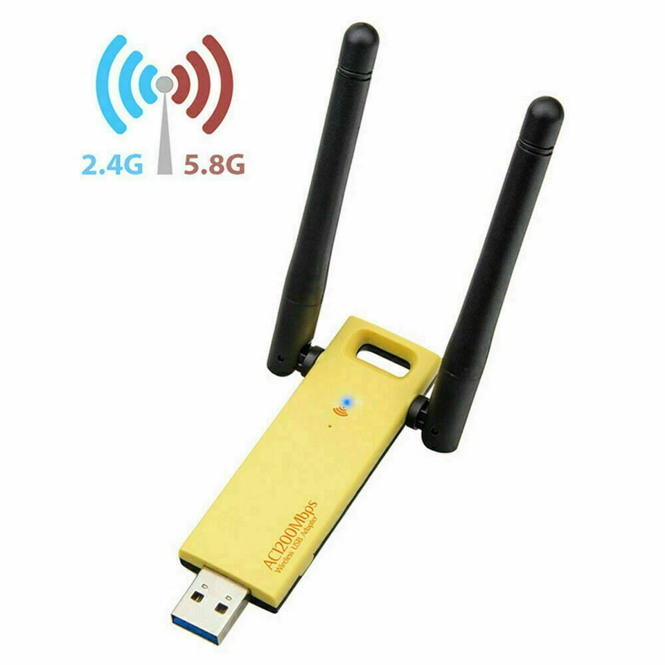 USB 3.0 1200Mbps Long Range AC1200 Dual Band 5GHz Wireless WiFi Adapter Antennas - Image 4 of 4