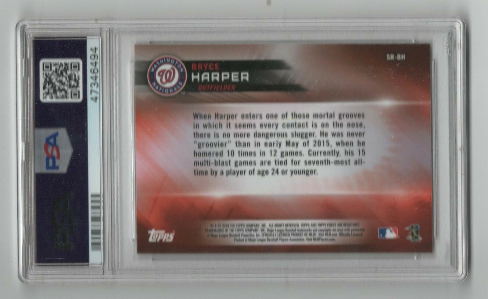2018 Topps Finest * Setting Red * Bryce Harper * #SR-BH * PSA 10 * Gem Mint view 2