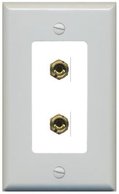 2 Port Banana Jack Plug 1 Speaker Wall Plate 1 Gang Gray White Home Theater AV